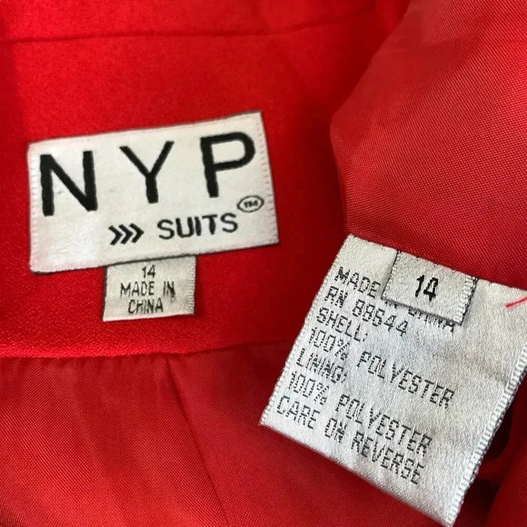 NYP Suits Vintage Blazer Buttoned Suit Jacket Size 14 Embroidered Beaded Red - Picture 15 of 15